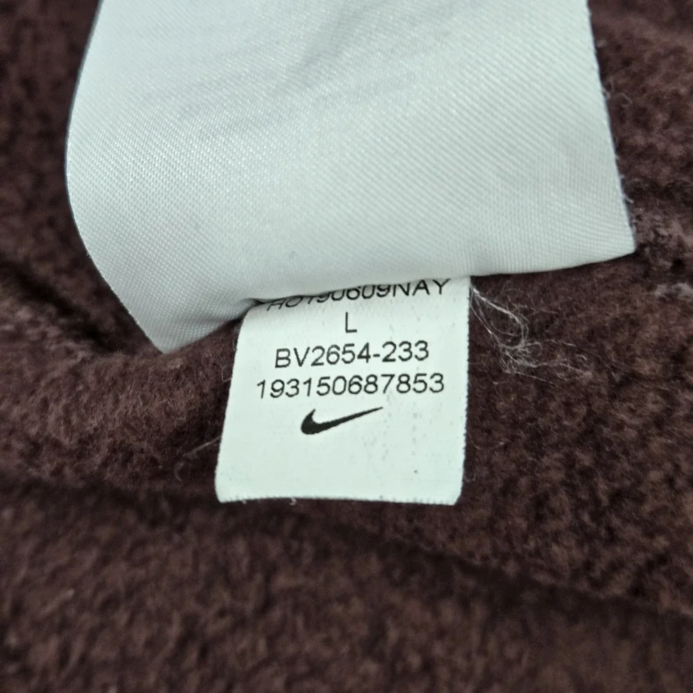 Nike Men Hoodie L Brown Sportswear Club Fleece Swoosh Logo Spellout Embroidered